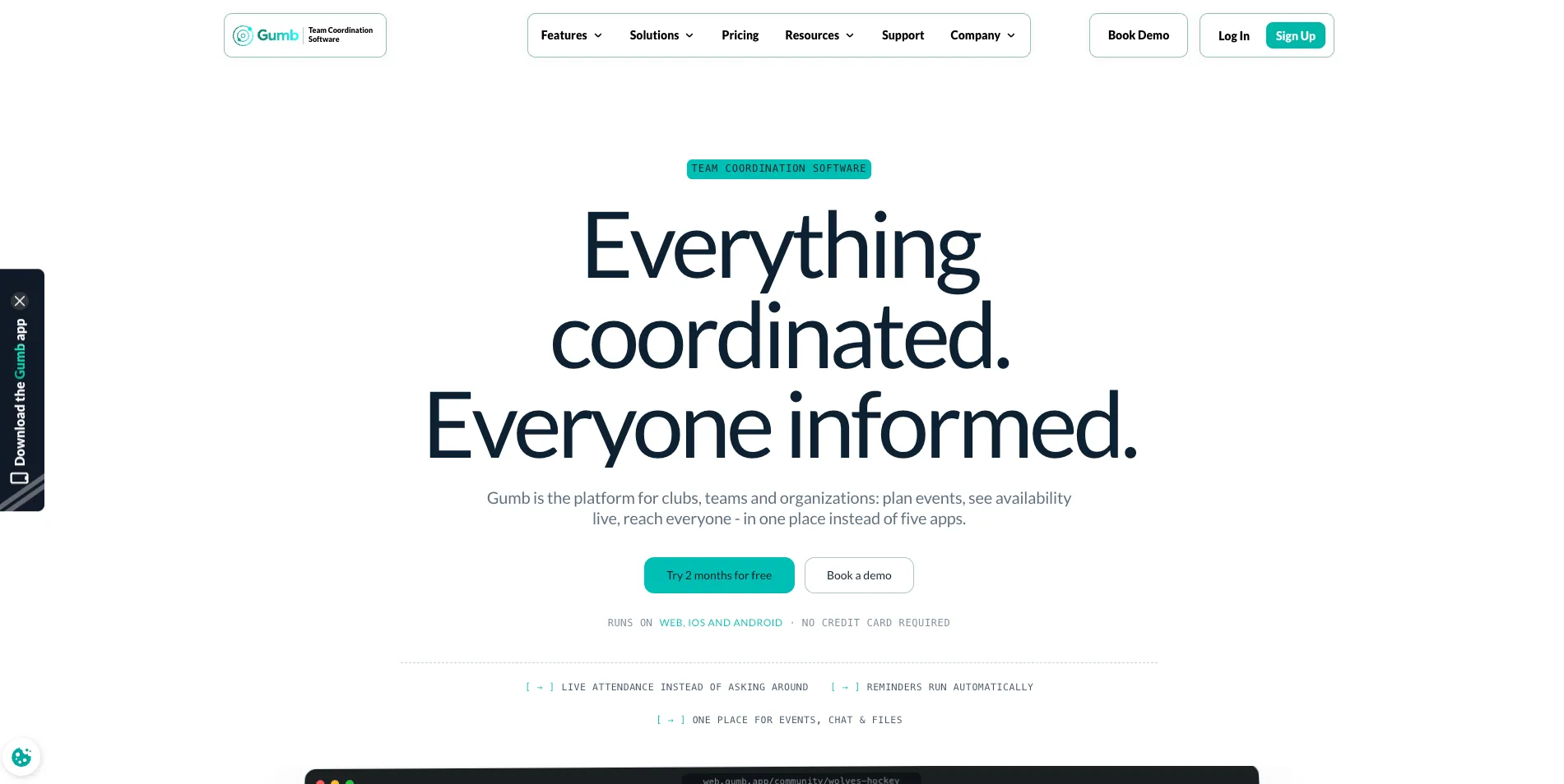 Gumb — Team Coordination Platform - Screenshot 1